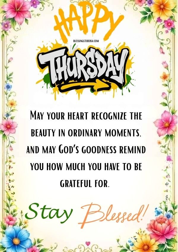 Beautiful Thursday Blessings​ and prayers with flowers in background